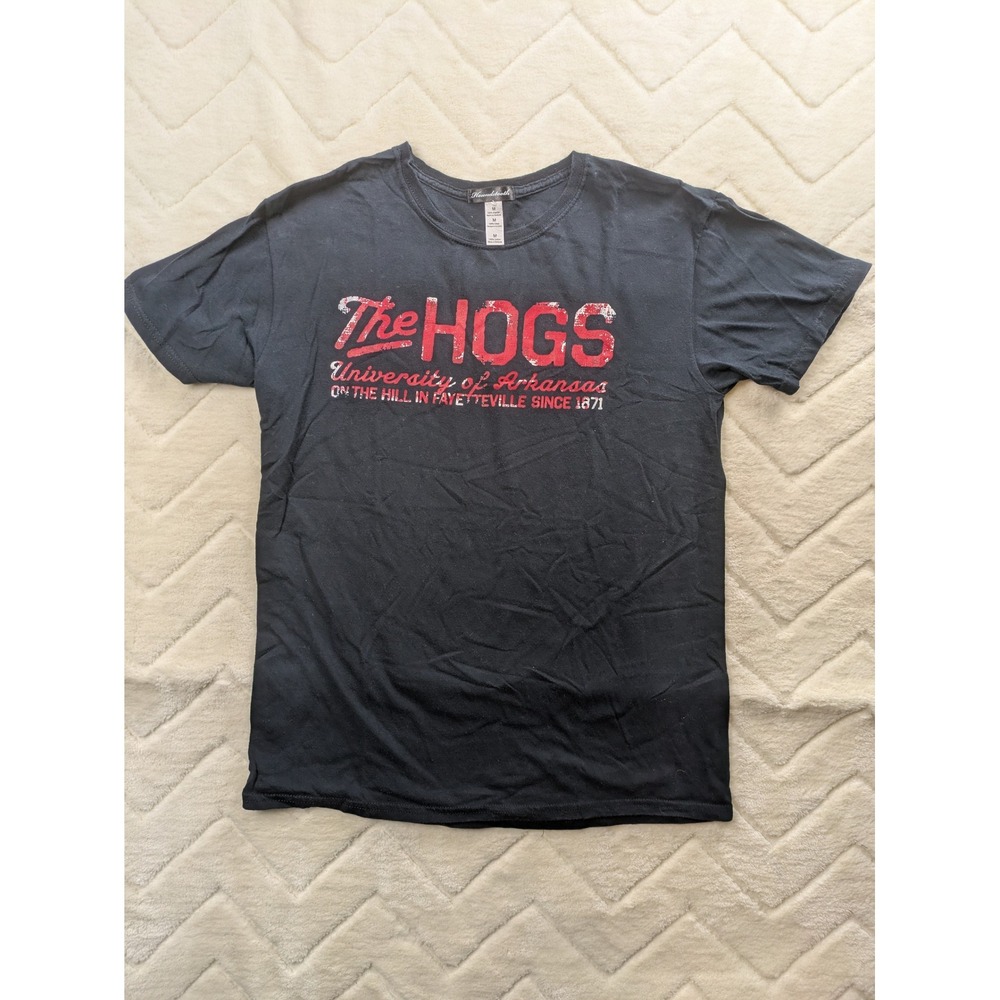 Houndstooth University of Arkansas The Hogs T-Shirt Black Mens Medium Razorbacks